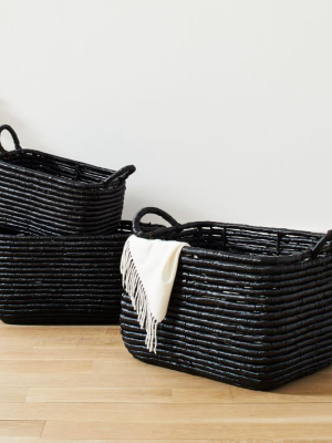 Woven Seagrass Baskets - Black