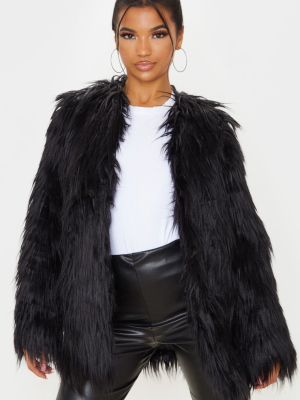 Amaria Black Shaggy Faux Fur Jacket