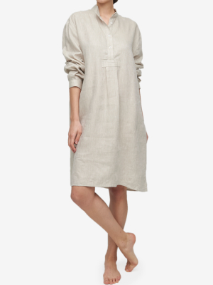 Long Sleep Shirt Sand Linen