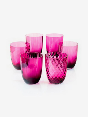 Lavorazioni Rubino Set Of 6 Murano Water Glasse By Nason Moretti