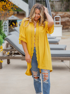 Sparrow Lace Kimono - Yellow