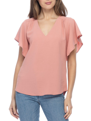 Flutter Sleeve Woven Top