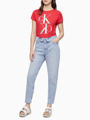 Glitter Mirror Monogram Logo Crewneck T-shirt