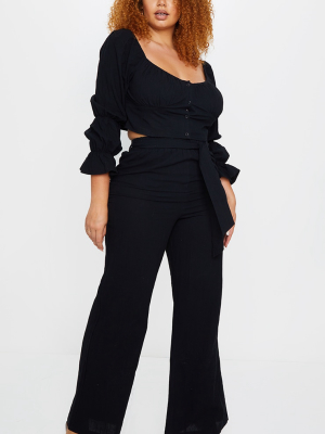 Plus Black Woven Wide Leg Fit Pants