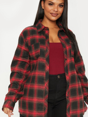 Plus Red Tartan Oversized Shirt