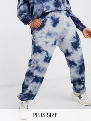 Noisy May Curve Exclusive Sweatpants Co-ord In Blue Tie Dye