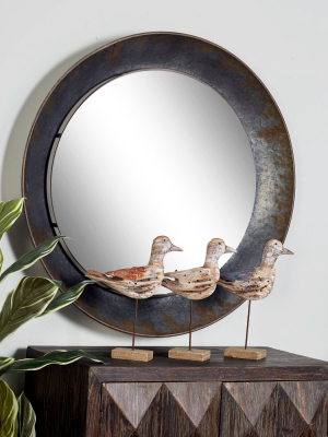 Rustic Round Wood And Iron Wall Mirror - Olivia & May