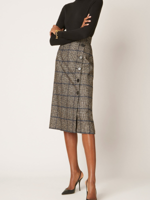 Plaid High-rise Wool-blend Skirt