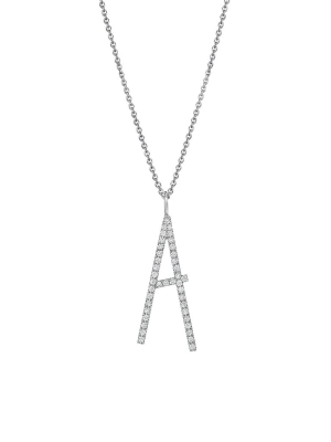 Type Letter "a" Diamond Pendant Necklace