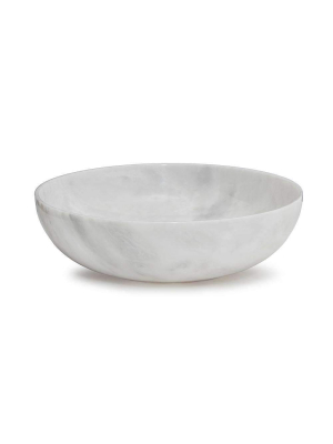 Laurus Collection Pearl White 16" Marble Bowl