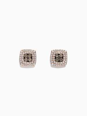 Effy 14k Rose Gold Espresso And White Diamond Earrings, 0.81 Tcw