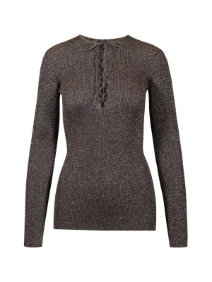 Ganni Glitter Knitted Long Sleeve Top