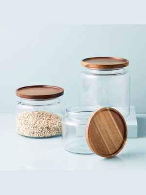 Glass Jars W/ Acacia Lids