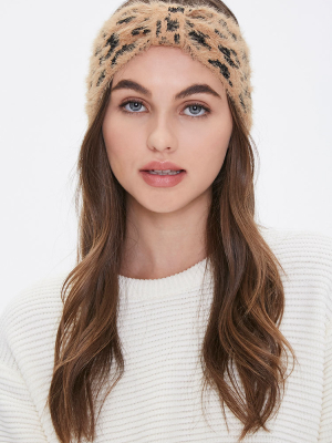 Fuzzy Cheetah Print Headwrap