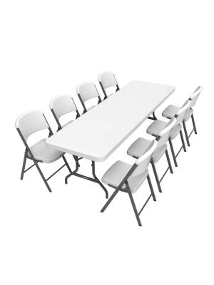 Folding Table With 8 Chairs White - Lifetime