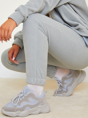 Grey Wide Fit Bubble Sole Lace Up Sneakers