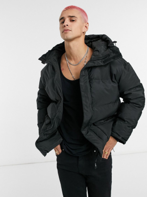 Sixth June Oversized Puffer Jacket With Pocket Detail In Black
