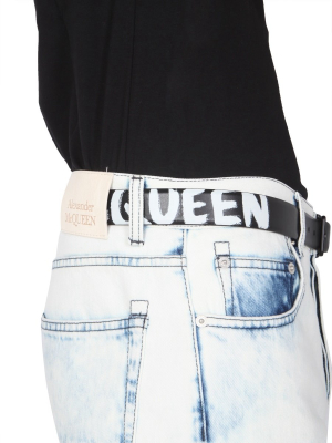 Alexander Mcqueen Logo Printed Buckle Belt