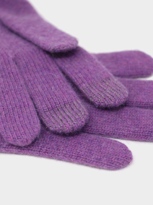 Touchscreen Woolen & Leather Gloves | Purple
