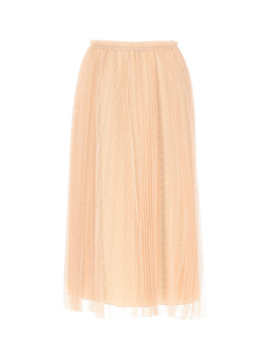 Red Valentino Point D'esprit Pleated Skirt