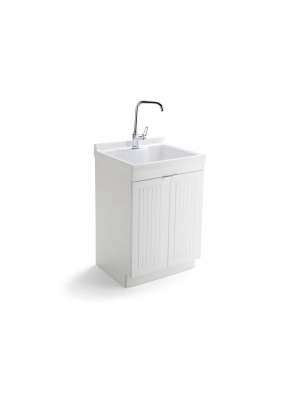 Bishop Traditional Laundry Cabinet With Faucet And Abs Sink White - Wyndenhall