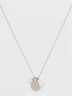 Sterling Silver Howlite Ball Disc And Bar Cluster Necklace - Universal Thread™ Silver