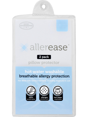 2pk Hot Water Washable Pillow Protector - Allerease