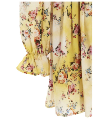 Msgm Floral Printed Ruffled Dress