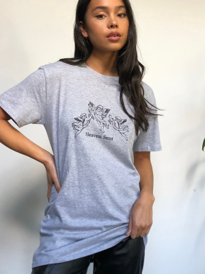 Grey Heaven Sent Angel Printed T Shirt