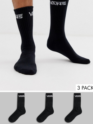 Vans Classic 3 Pack Socks In Black