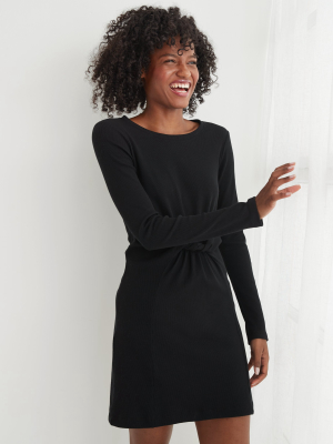 Aerie Ribbed Long Sleeve Twist Front Dress