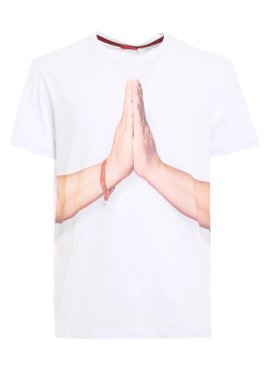 Isaia Praying Hand Print Crewneck T-shirt