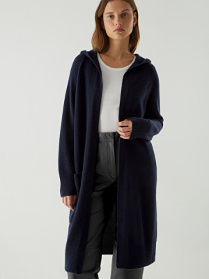 Recycled Cashmere Longline Hooded Cardigan