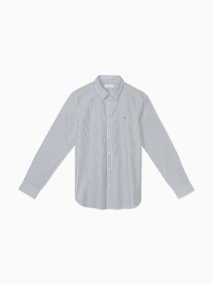 Slim Fit Light Blue Micro Herringbone Dress Shirt