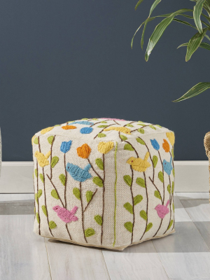 Almodi Boho Wool Ottoman Pouf - Christopher Knight Home