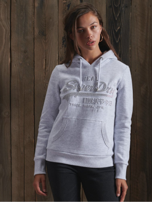 Vintage Logo Embossed Glitter Hoodie