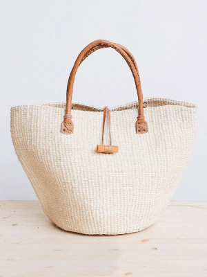 Sisal Shopper With Leather Handles