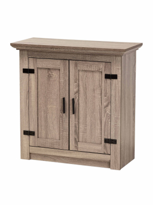 Bruce Farmhouse Wood 2 Doors Shoe Storage Cabinet Oak/brown - Baxton Studio