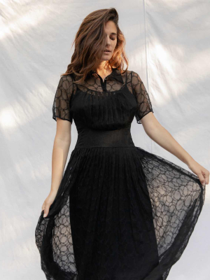 The Winslet Dress | Obsidian Quatrefoil Silk