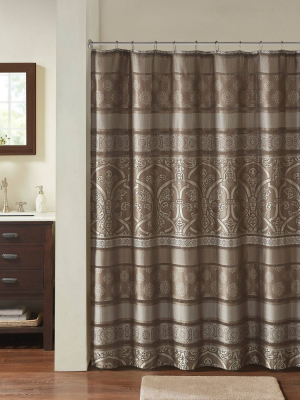 Dennie Jacquard Shower Curtain Brown