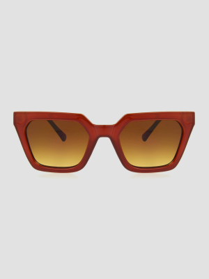 Women's Angular Rectangle Sunglasses - A New Day™ Brown