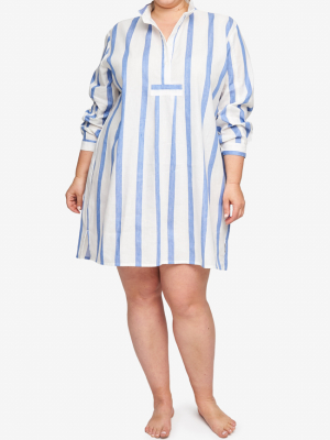 Short Sleep Shirt Giant Blue Stripe Plus