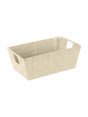 Simplify Small 6.5" Woven Strap Storage Bin Ivory
