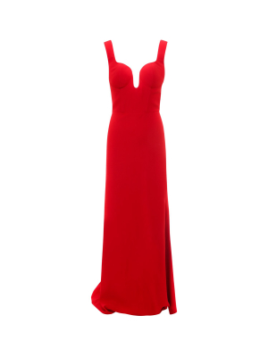 Alexander Mcqueen Plunging Neckline Maxi Dress