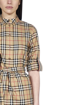 Burberry Checked Tie-waist Shirt Dress