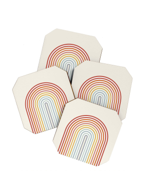 4pk Showmemars Minimalist Rainbow Coasters - Society 6