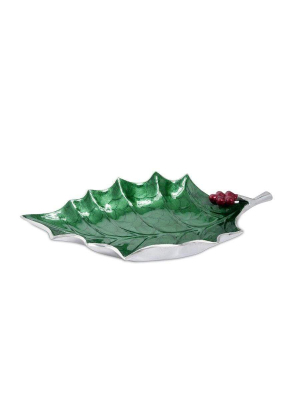 Julia Knight Holly Sprig 17" Bowl In Emerald