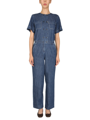 A.p.c. Double Breasted Denim Jumpsuit