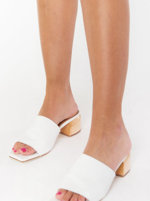 James Smith Sicily Mule Heels ~ White Leather