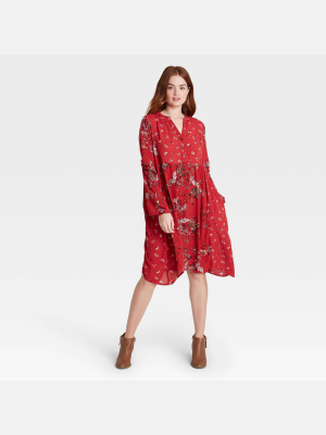 Women's Floral Print Long Sleeve Hem Dress - Knox Rose™